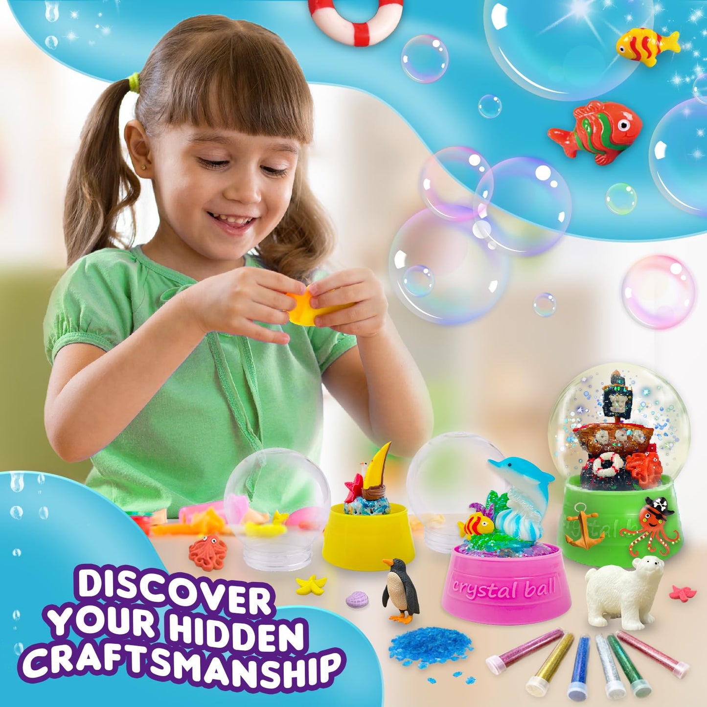 Toyunited Make Your Own Water Globe - Snow Water Stem Projects Diy Activities Glitters Supplies Perfect Arts And Crafts Clay For