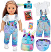 Zita Element 7 Pcs American 18 Inch Doll Clothes And Accessories - 18 Inch Doll Clothes Set With Doll Backpack,Waist Bag,Cell Phone,Tablet Phone,Camera (No Doll)