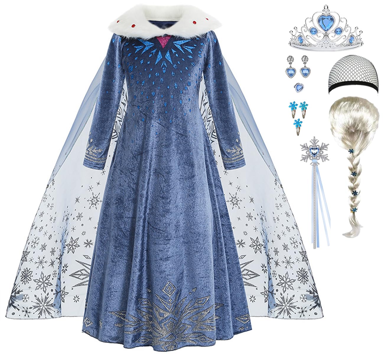 Itvti Princess Elsa Winter Costume For Girls Halloween Carnival Fancy Dress For Cosplay, Blue, 7-8 Years(Tag 150)
