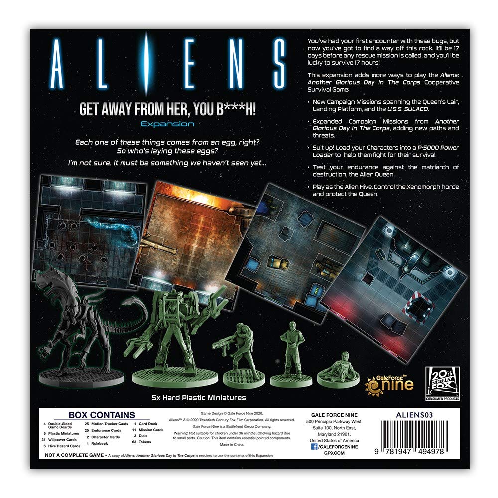 Gale Force Nine Aliens Board Game Expansion - Get Away from Her, You BxXxh! | 1-6 Players | 60-120 Min Playtime | Black | GF9ALI