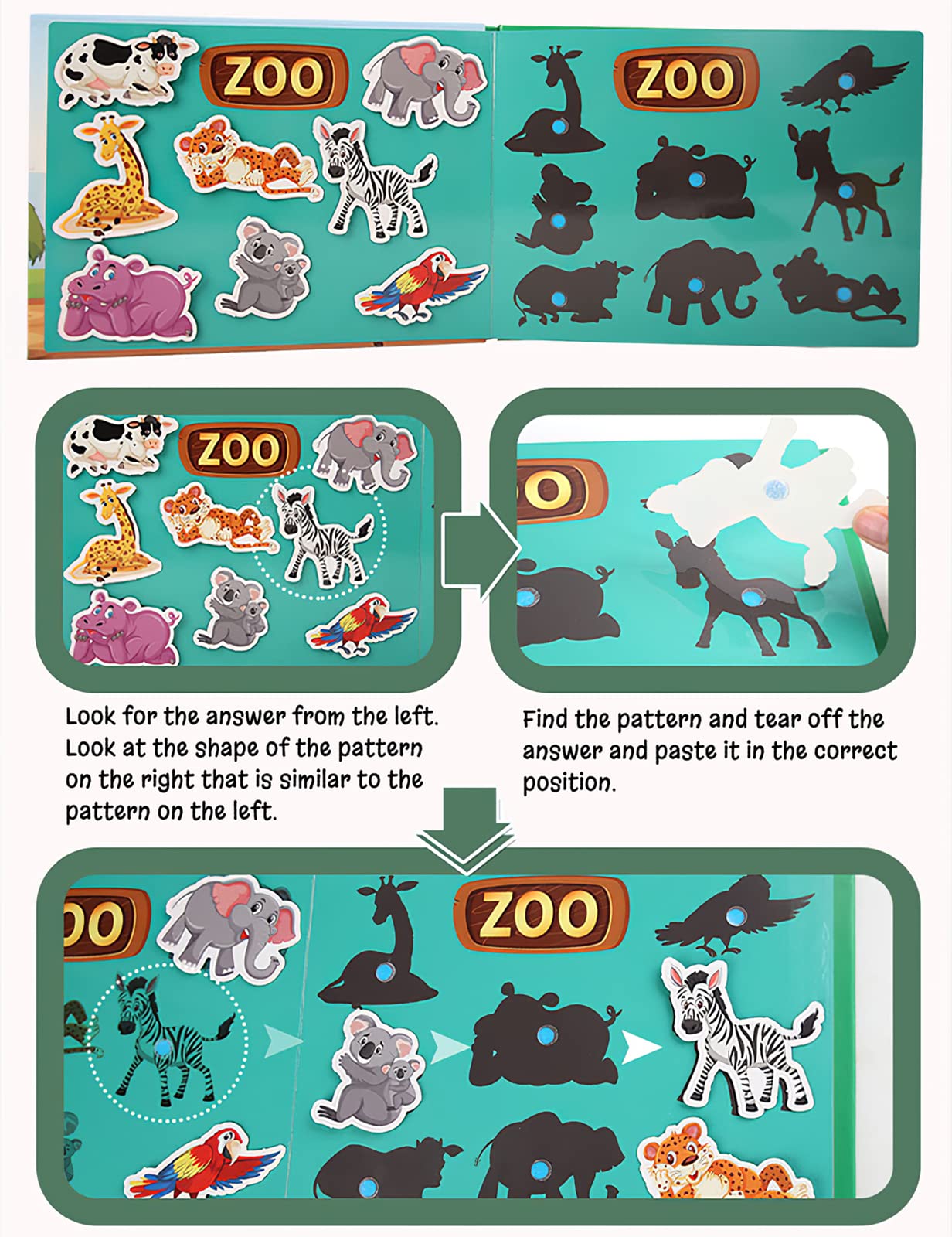 Mikneke 4 Pack Diy Busy Book For Toddlers, Montessori Busy Book For Kids To Develop Learning Skills, Quiet Book, Animal Vehicle Number Fruit Preschool Learning Activities Learning & Education Toys