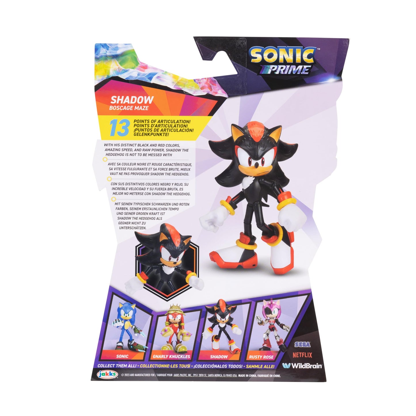 Sonic Prime 5 Shadow Action Figure - Green Hill Zone, Black Articulated Collectible Toy for Fans