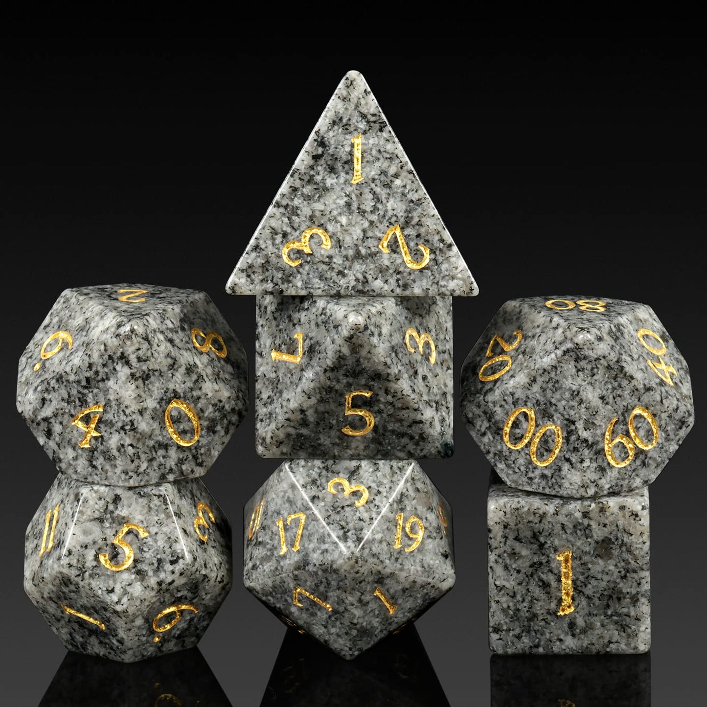 DNDND Soapstone Dice Set D&D Natural Stone Handmade Dice Set with Grogeous Gift Case for DND Tabletop Game (Soapstone)