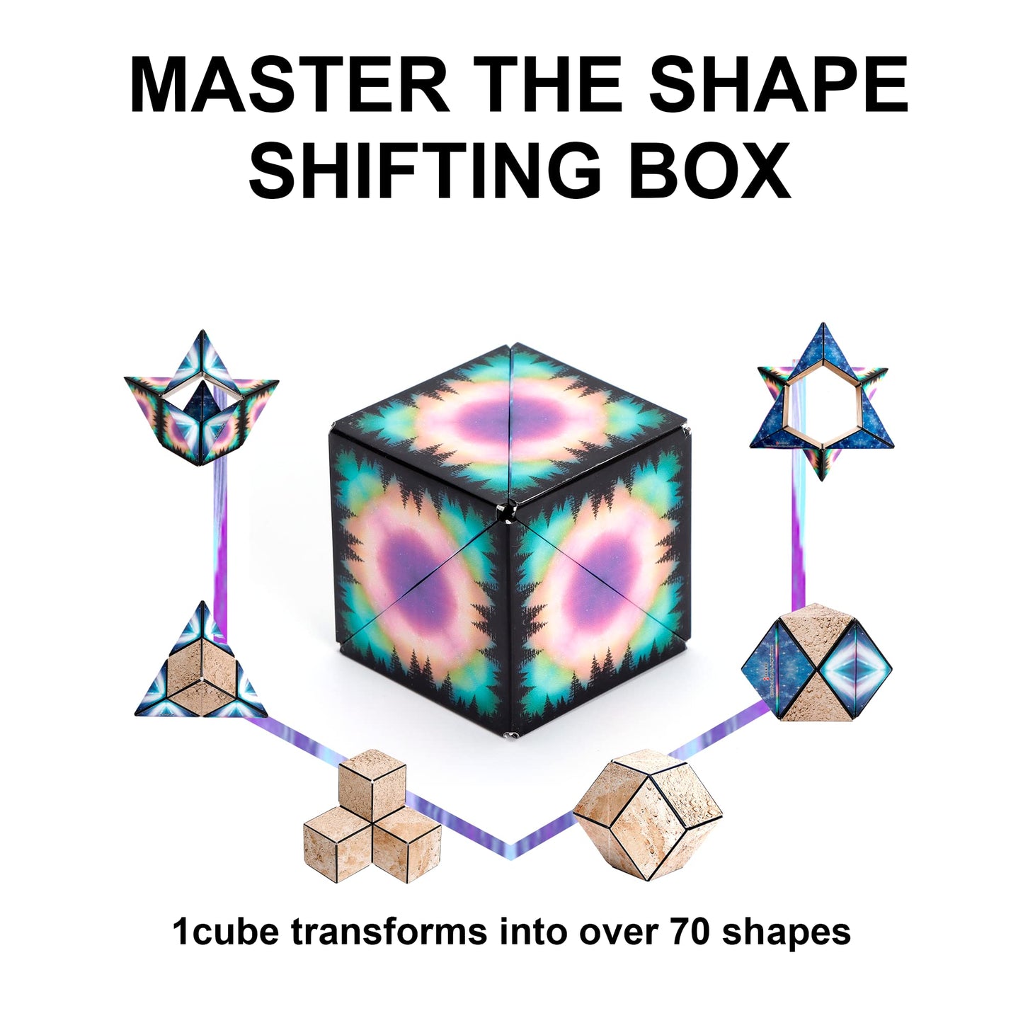 Shashibo Shape Shifting Box - Award-Winning, Patented Fidget Cube W/ 36 Rare Earth Magnets - Transforms Into Over 70 Shapes, Download Fun In Motion Toys Mobile App (Moon - Explorer Series)