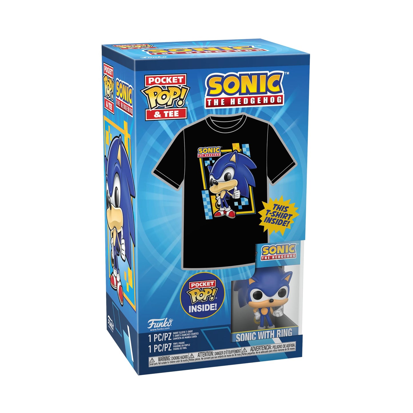 Funko Pocket Pop! & Tee: Sonic - For Children And Kids - Flocked - Extra Large - (Xl) - Sonic The Hedgehog - T-Shirt - Clothes W