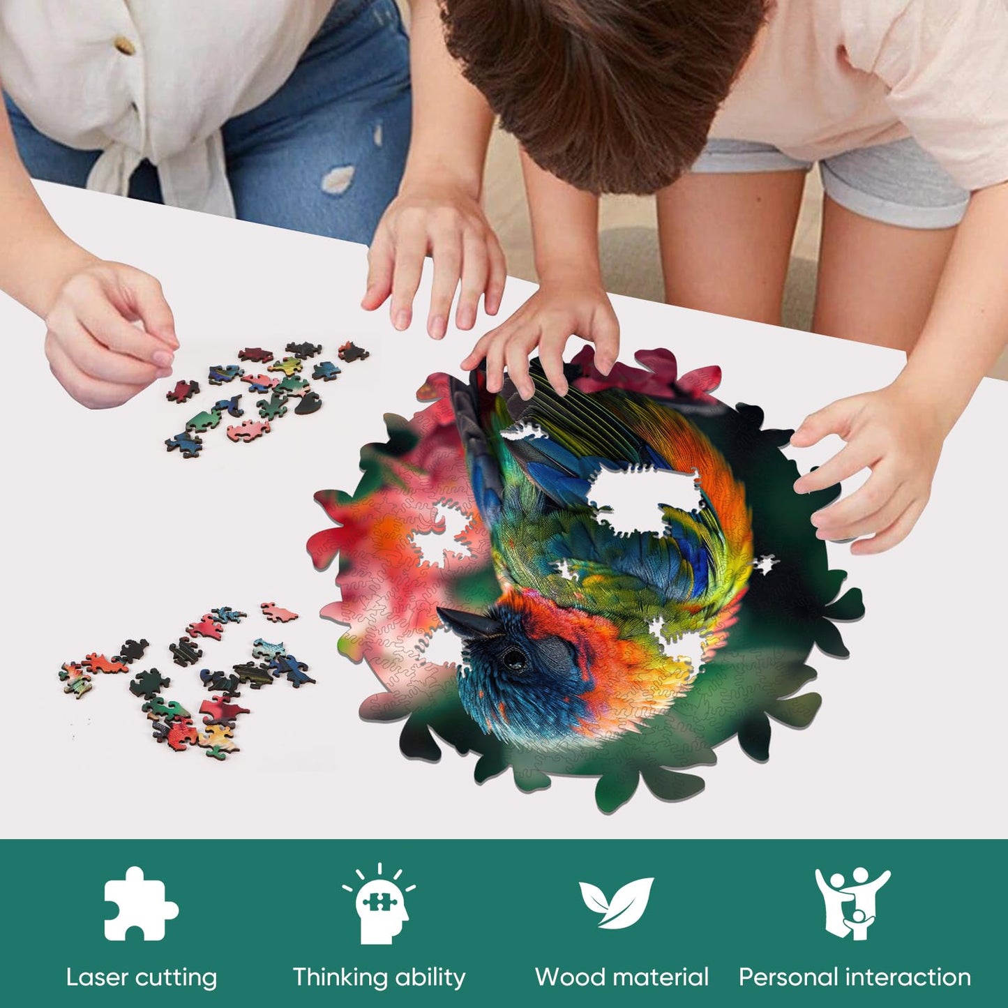 Wooden Puzzles For Adults, Finch Bird Wooden Jigsaw Puzzles 200Pcs, Medium, Unique Shape Animal Adult Puzzles, Irregular Wood Pu