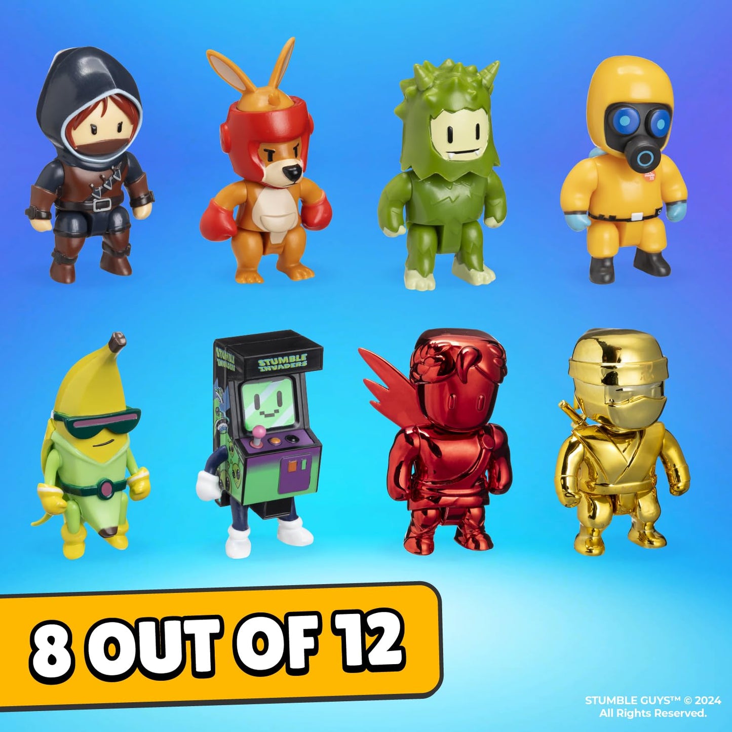 Stumble Guys Series 2 | Mini Articulated Action Figures | 8-Pack Deluxe Box | Includes 6 Iconic Characters + 2 Rare Hidden Figur