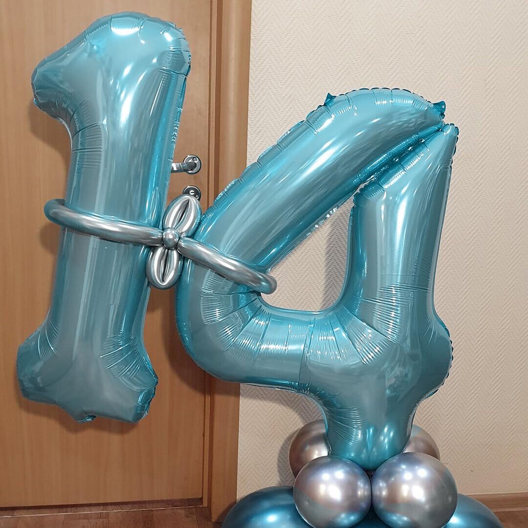 Paticool 40 Inch Blue Number Balloon 1, Large Light Blue Number Foil Mylar Balloons For Birthday Party Celebration Decorations S