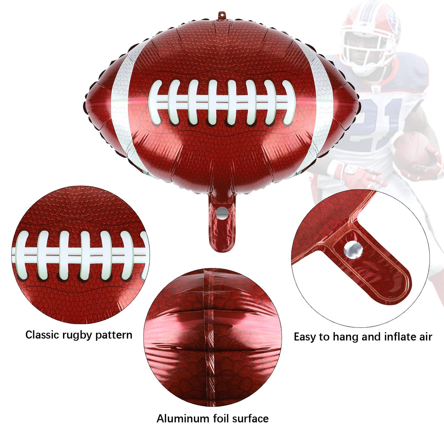 Durony 12 Pieces 18 Inches Football Balloons Football Themed Party Decorations Foil Mylar Rugby Ball Balloons For Birthday Sport