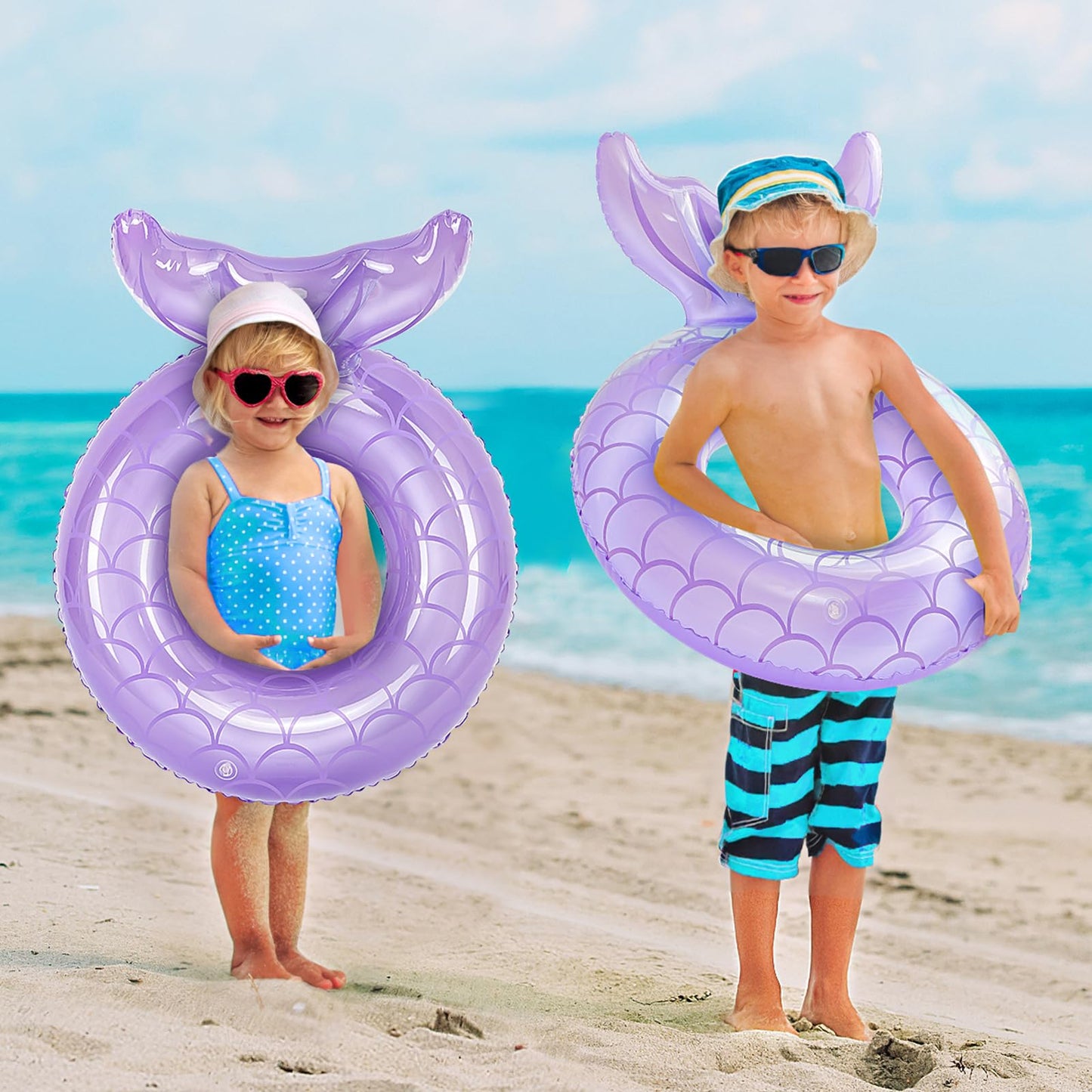 Moko Inflatable Swimming Ring, Children Cute Pool Float Tube Decorations Swim Tubes Outdoor Pool Beach Water Floats Party Supplies Kids Floaties, Purple