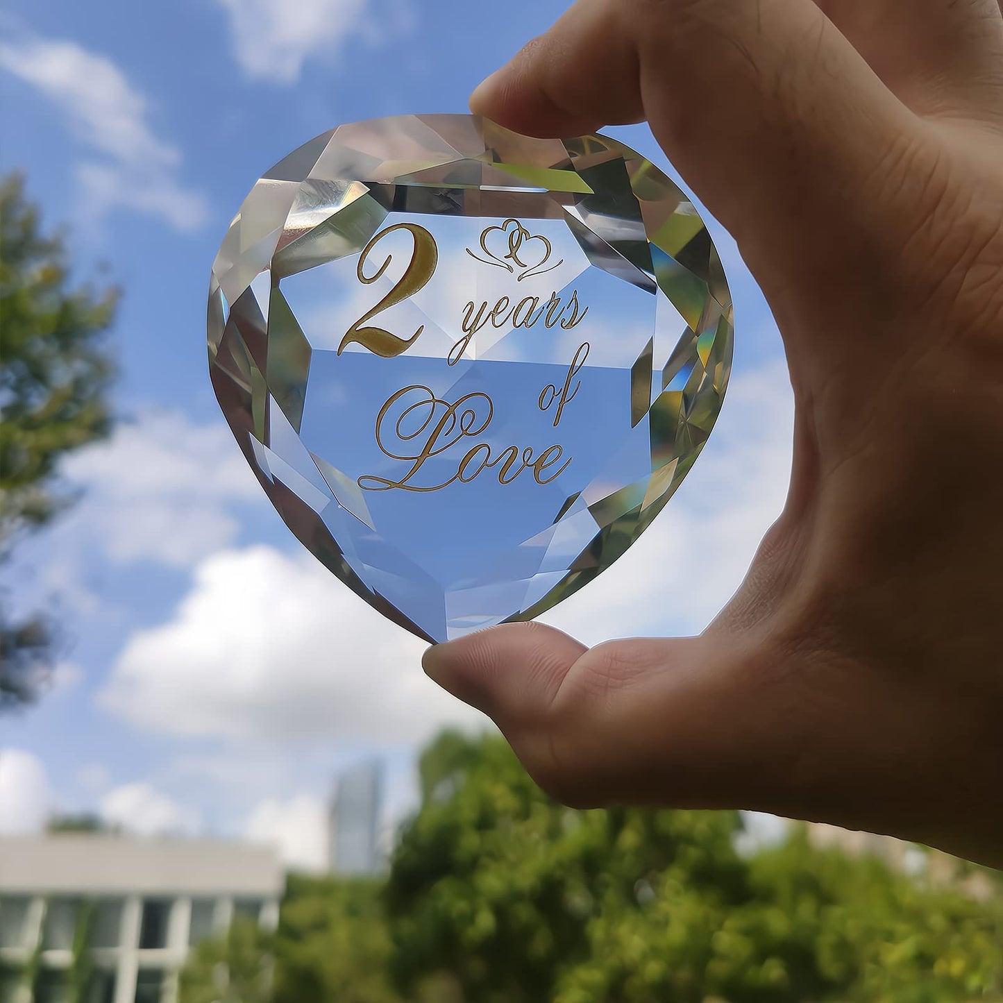 2Nd Anniversary Crystal Gifts For Husband Wife Boyfriend Or Girlfriend, 2 Year Wedding Anniversary Valentines Day Romantic Gifts For Her Him Funny Two Year Anniversary Marriage Presents For Couple