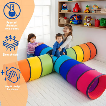 NUBUNI XXL Tunnel for Kids 98 in. | Tunnel Tent for Toddlers | 4X Play Tunnels for Children | Colorful Pop Up Crawl Tunnel | Collapsible Gift for Boy and Girl Indoor and Outdoor Game