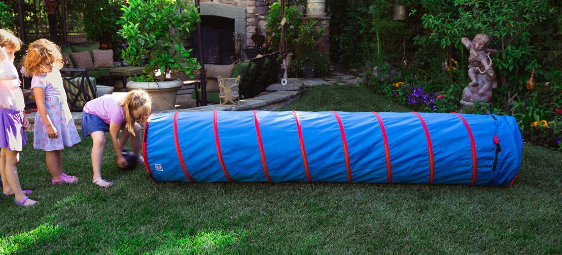 Pacific Play Tents 20513 Kids 9-Foot Institutional Crawl Play Tunnel, 9' X 22'' Diameter, Blue/Red