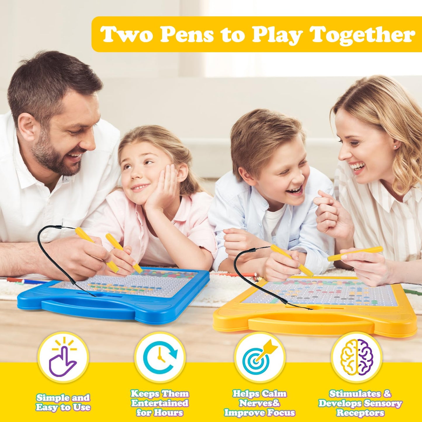 Magnetic Drawing Board For Kids, Toddler Magnet Doodle Board With 2 Pens, Magnetic Dot Art, Fine Motor Skills Toys, Airplane Travel Essentials Toys For Boys Girls (Yellow Cat)