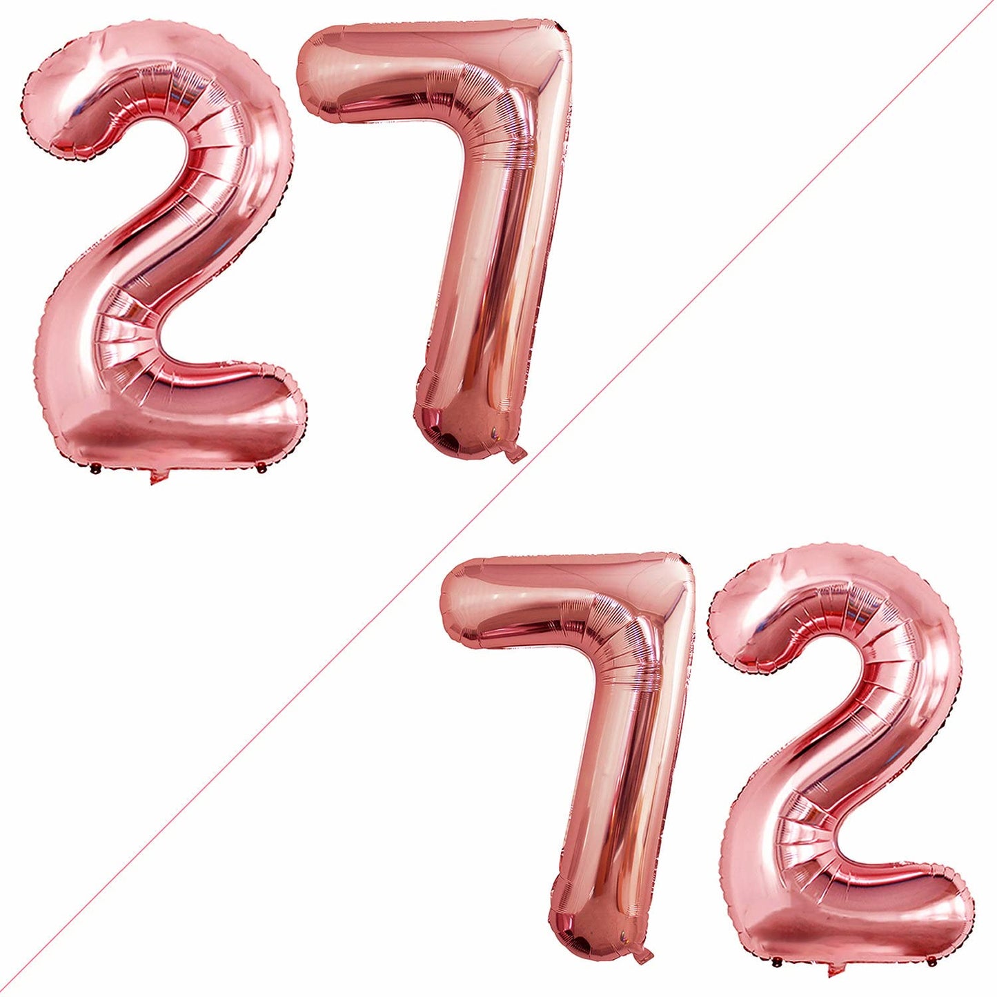Goer Number 27 Balloons For 27Th Birthday Party Decorations,42 Inch Jumbo Foil Helium 72 Balloons For 72Nd Birthday Party Decoration (Rose Gold)