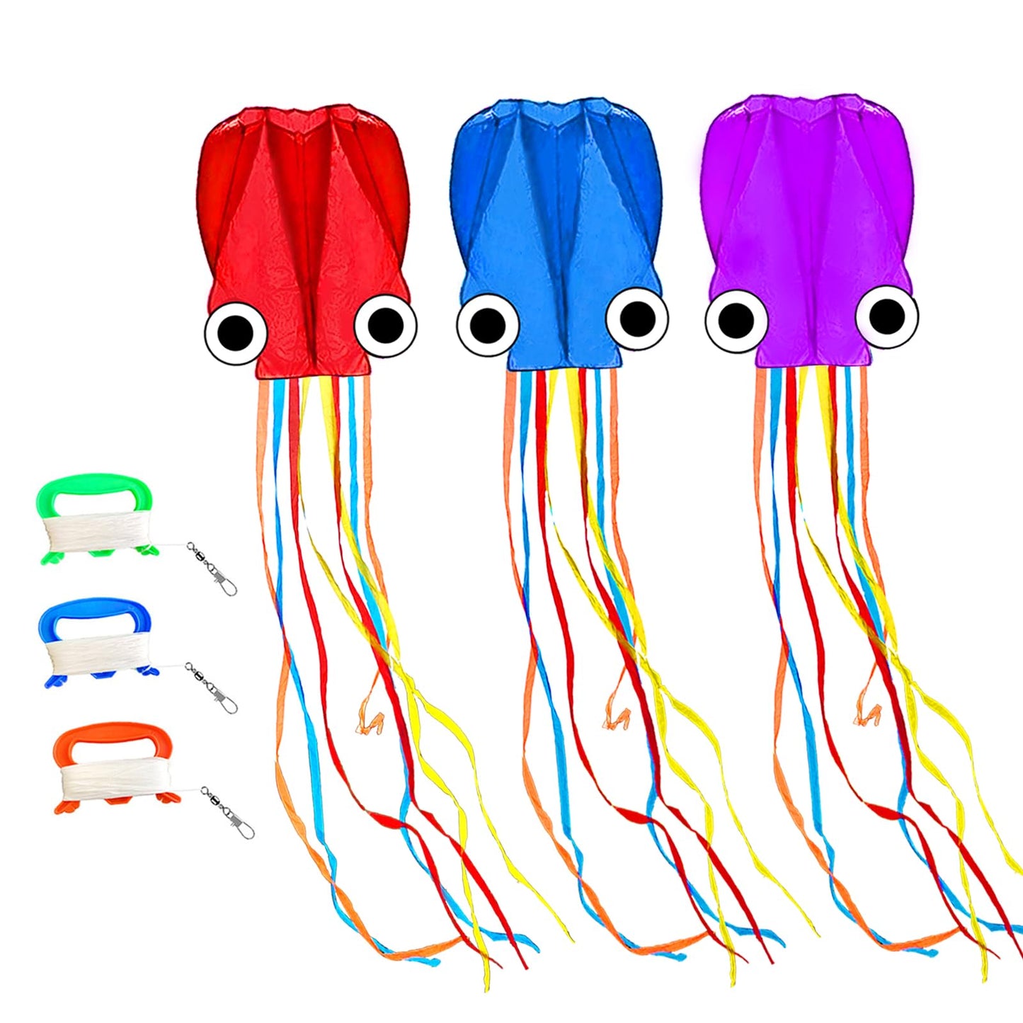 Kaiciuss 3 Pack Octopus Kites For Kids & Adults Easy To Fly, 24 X 158 Large Soft Kite Kit For Boys And Girls, Single Line 3