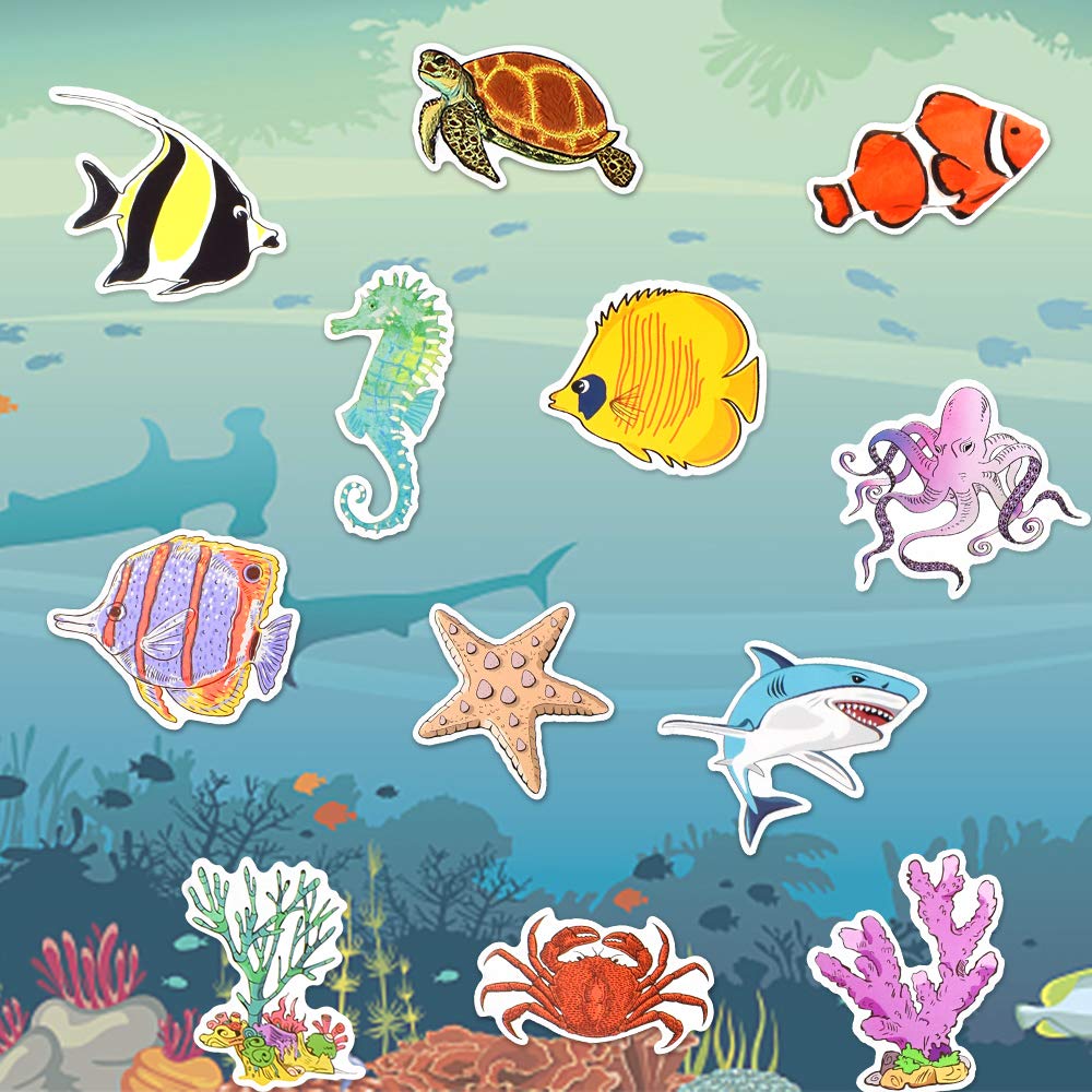 Ocean Stickers For Water Bottles Ocean Stickers For Kids Ocean Waterproof Stickers Vinyl Laptop Stickers(50 Pcs)