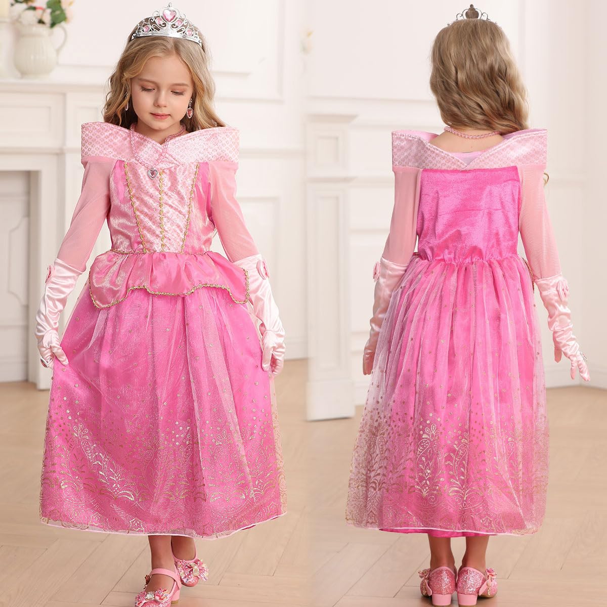 Itvti Little Girls Princess Costume Dress Up Cosplay For Carnival Halloween Party Pink, 2-3 Years(Tag 100)