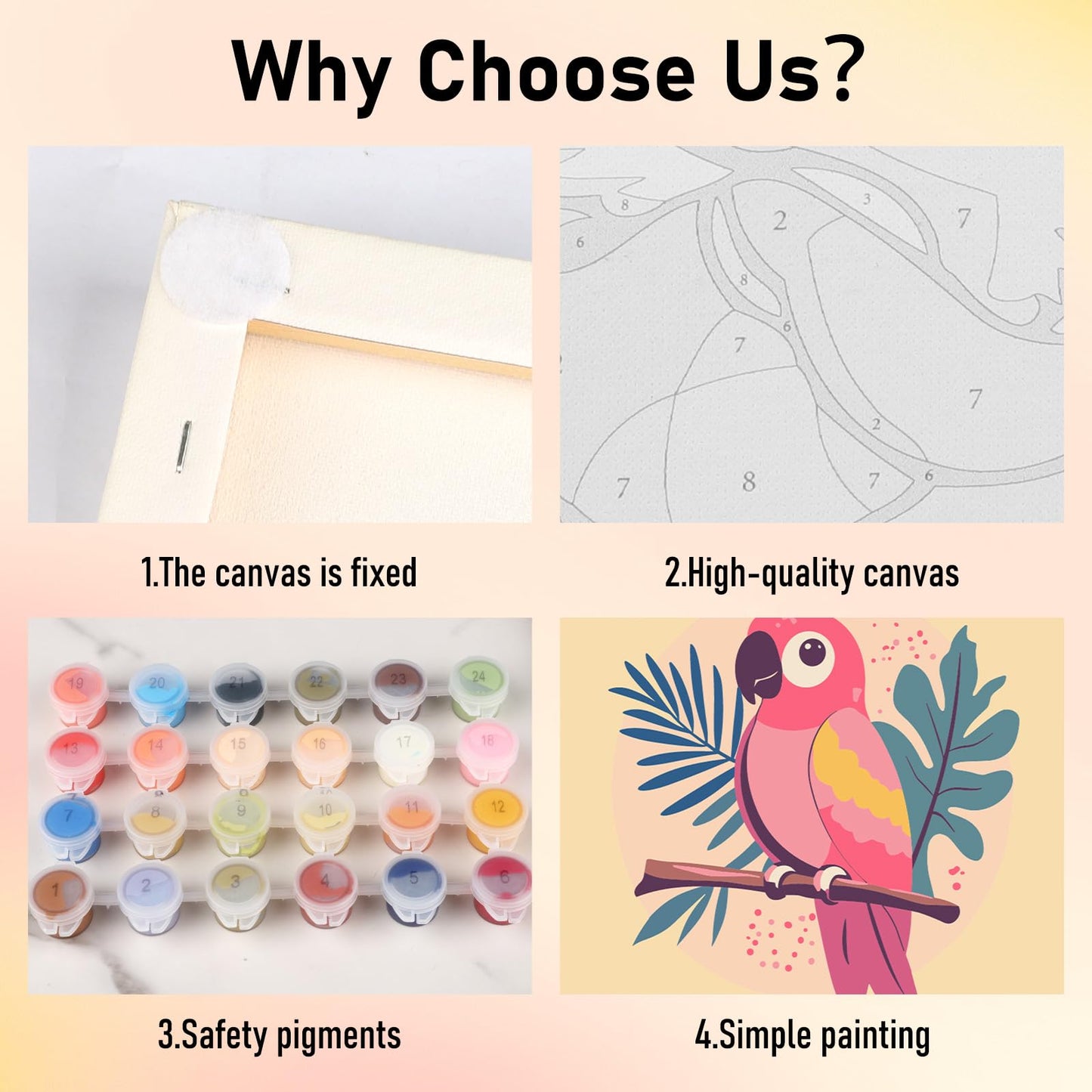 HEIBAGO 4 Pack Framed Paint by Number for Kids, Cute Animals Paint by Numbers for Beginners, Paint by Numbers kit Children Begin