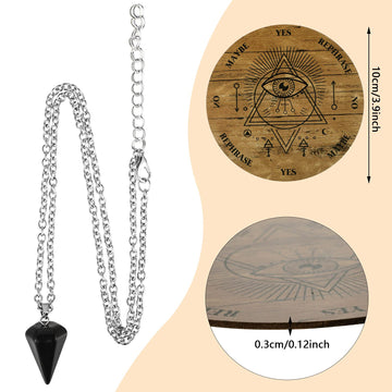 Jetec Wooden Pendulum Board Dowsing Divination Pendulum Witchcraft Altar Supplies With Crystal Necklace And Metaphysical Message Board Kit, 3.9 Inch(Wood Color)