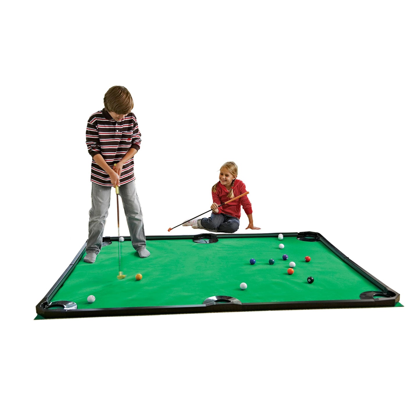 Hearthsong Indoor Golf Pool Game, 78''L X 57''W, Includes 2 Clubs, 16 Balls, 6 Holes, Ages 3 And Up
