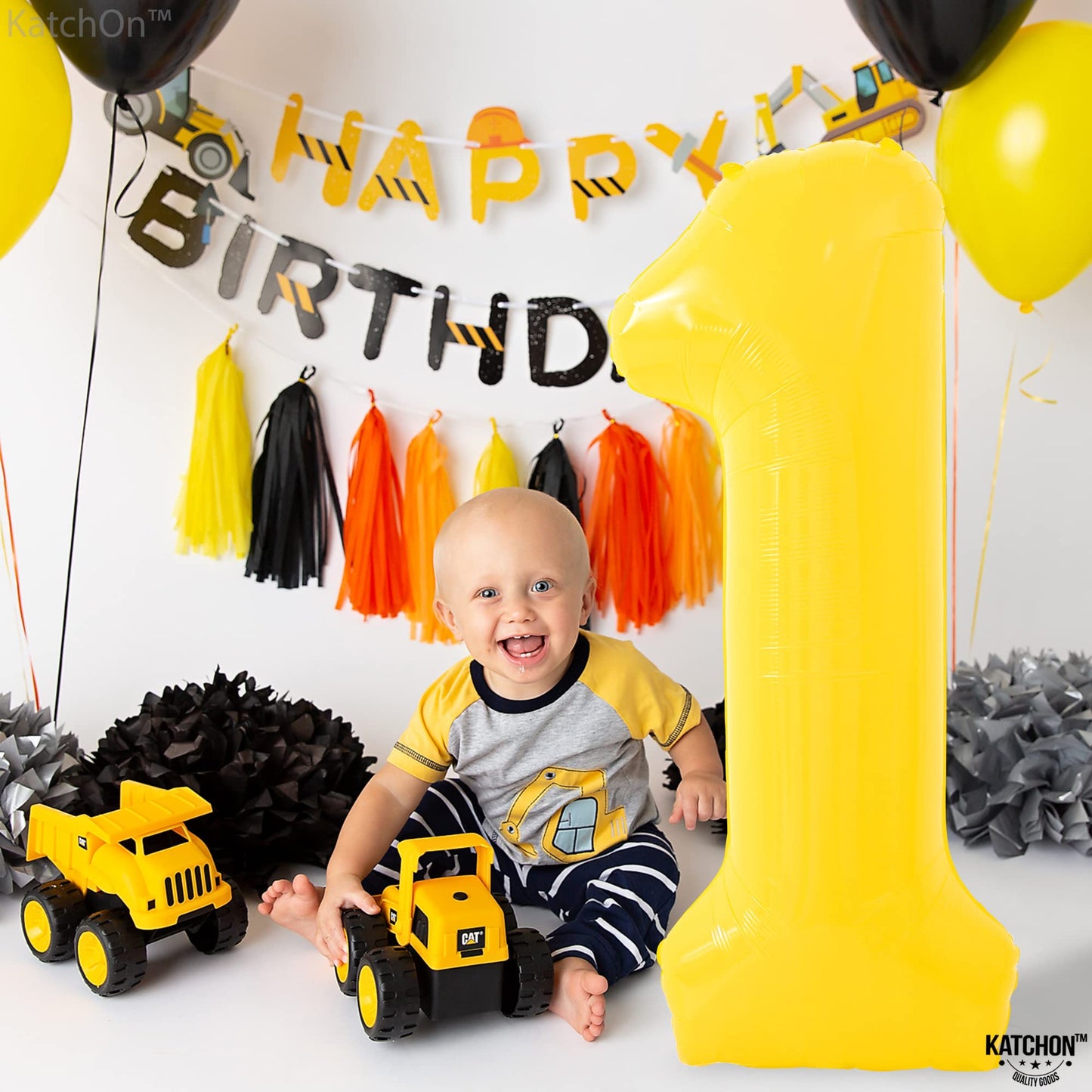 Katchon, Yellow 1 Balloon Number - 40 Inch, Helium Supported | Yellow One Balloon For First Birthday | Number 1 Balloons For 1St Birthday Party