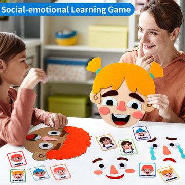 Craftstory 86 Pcs Social Emotional Learning Toys - Montessori Sensory Play with Emotion Cards & Face Boards for Kids, Autism & Speech Therapy