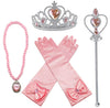 Fancydresswale Princess Elshia Cinderella Hair Queen Plastic Dress Up Accessories Set For Girls (Pink)