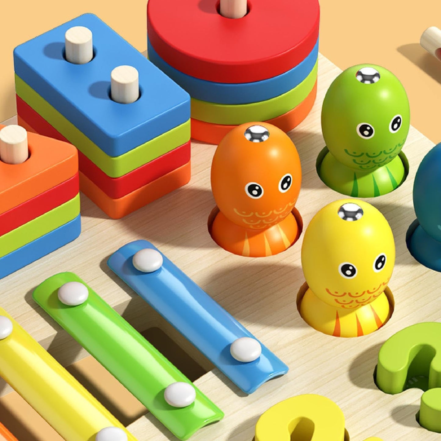 Trendivibe Wooden Sorting Stacking Toys Stacking Blocks Toddlers For 3+ Kids Boys Girls| Baby Learning Toy | Infant Activity Toy