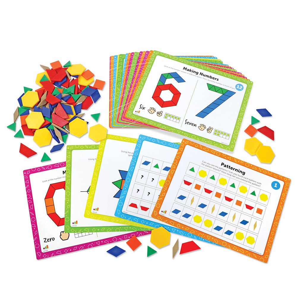 Learning Resources Pattern Block Math Activity Set, Math Games For Kids, Educational Games, Preschool Math, Montessori, 144 Piec