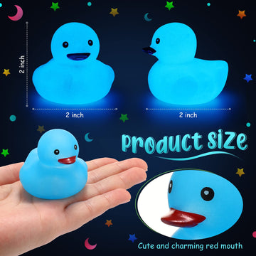 Tradder 50 Pcs 2 Inch Glow in The Dark Rubber Ducks Bulk Summer Rubber Float Ducks Light for Pool Bath Bathtub Baby Shower Irish
