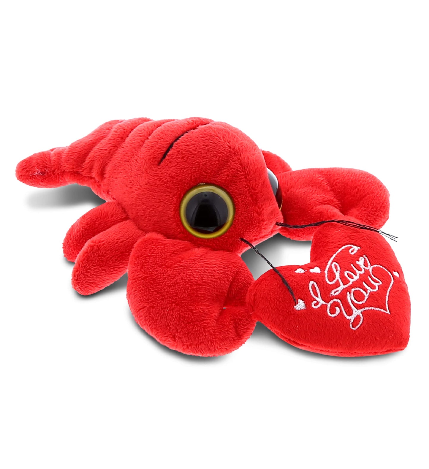 Dollibu I Love You Valentine Plush Big Eye Red Lobster - Cute Stuffed Animal With Red Heart And Name Personalization Gift For Valentines Day, Birthday, Anniversary, Romantic Date - 6 Inches