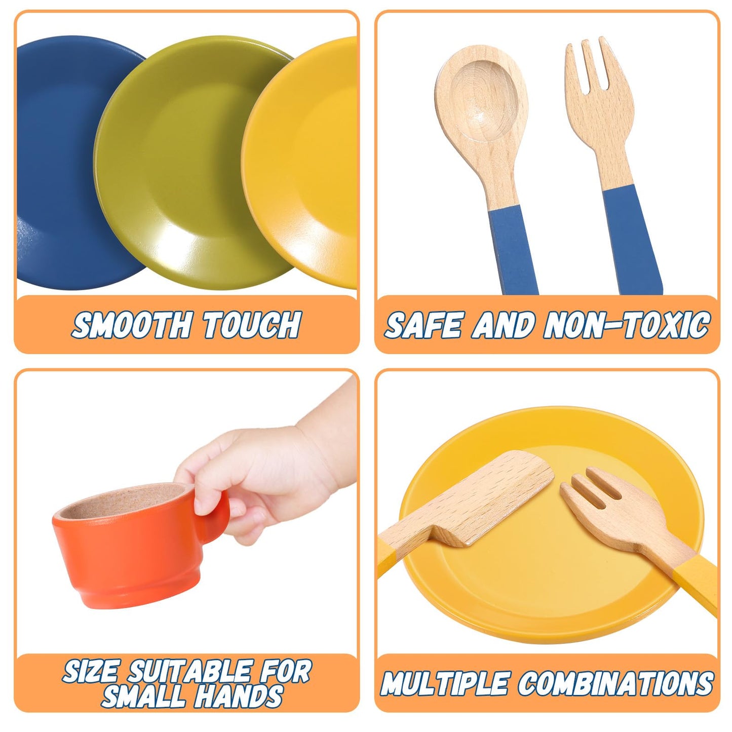 GAGAKU Wooden Play Food Sets for Kids Kitchen,Montessori Wooden Play Food Toys Play Plates and Dishes for Kids Wooden Play Kitch