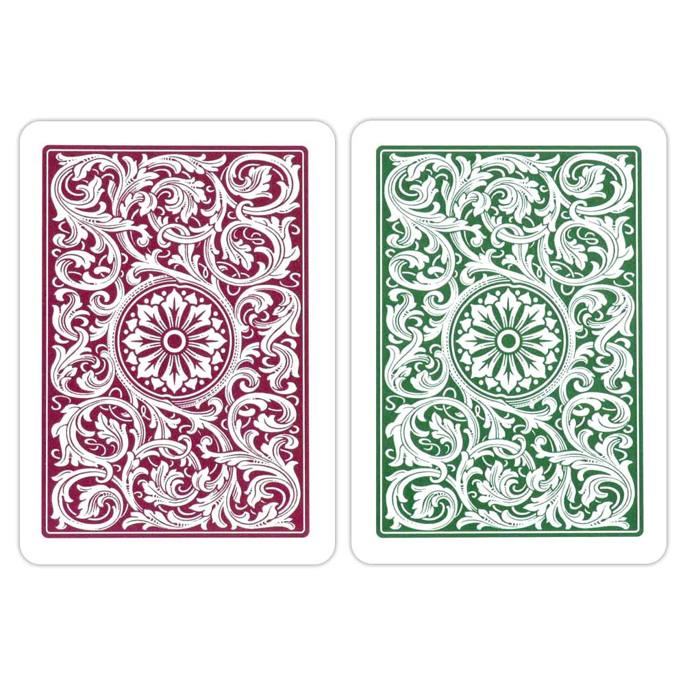 Copag 1546 Design 100% Plastic Playing Cards, Poker Size (Standard) Green/Burgundy (Jumbo Index, 6 Sets)