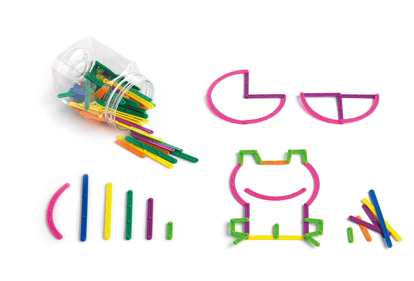 Edxeducation - 21359 Junior Geostix - Mini Jar Set Of 160 - Geometric Construction Sticks - Build 2D Shapes And Pictures - Math Manipulative For Kids - Ages 3+