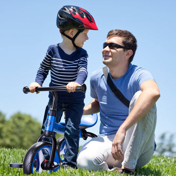 YGJT 4 in 1 Tricycle for Toddlers Age 2-5, Folding Toddler Bike Kids Trike Tricycles with Adjustable Seat and Removable Pedal, B