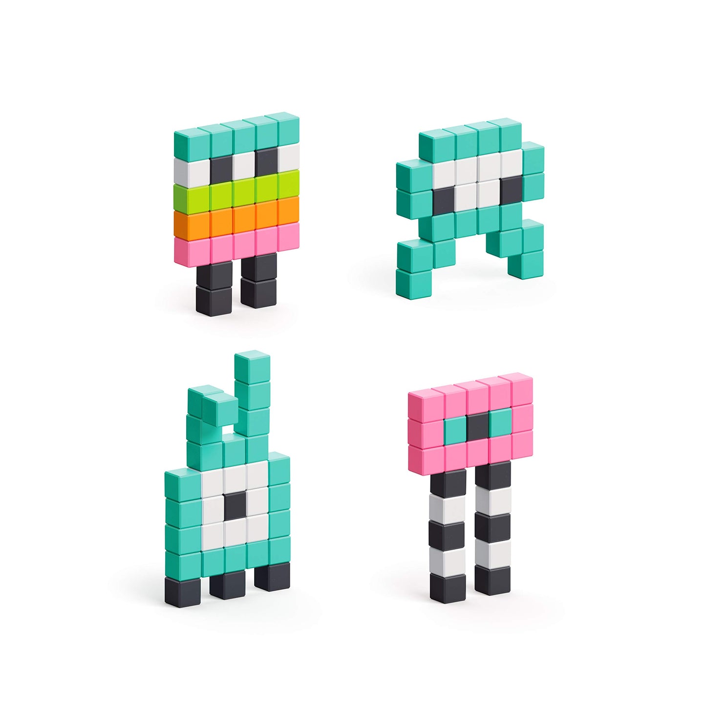 Pixio Mini Monsters - Tiny Magnetic Blocks Building Toy In The Pixel Art Style With Free App - 5/16' Plastic Cubes With 6 Magnets Inside - Open Ended Toy - Creativity Toy For Ages 6+