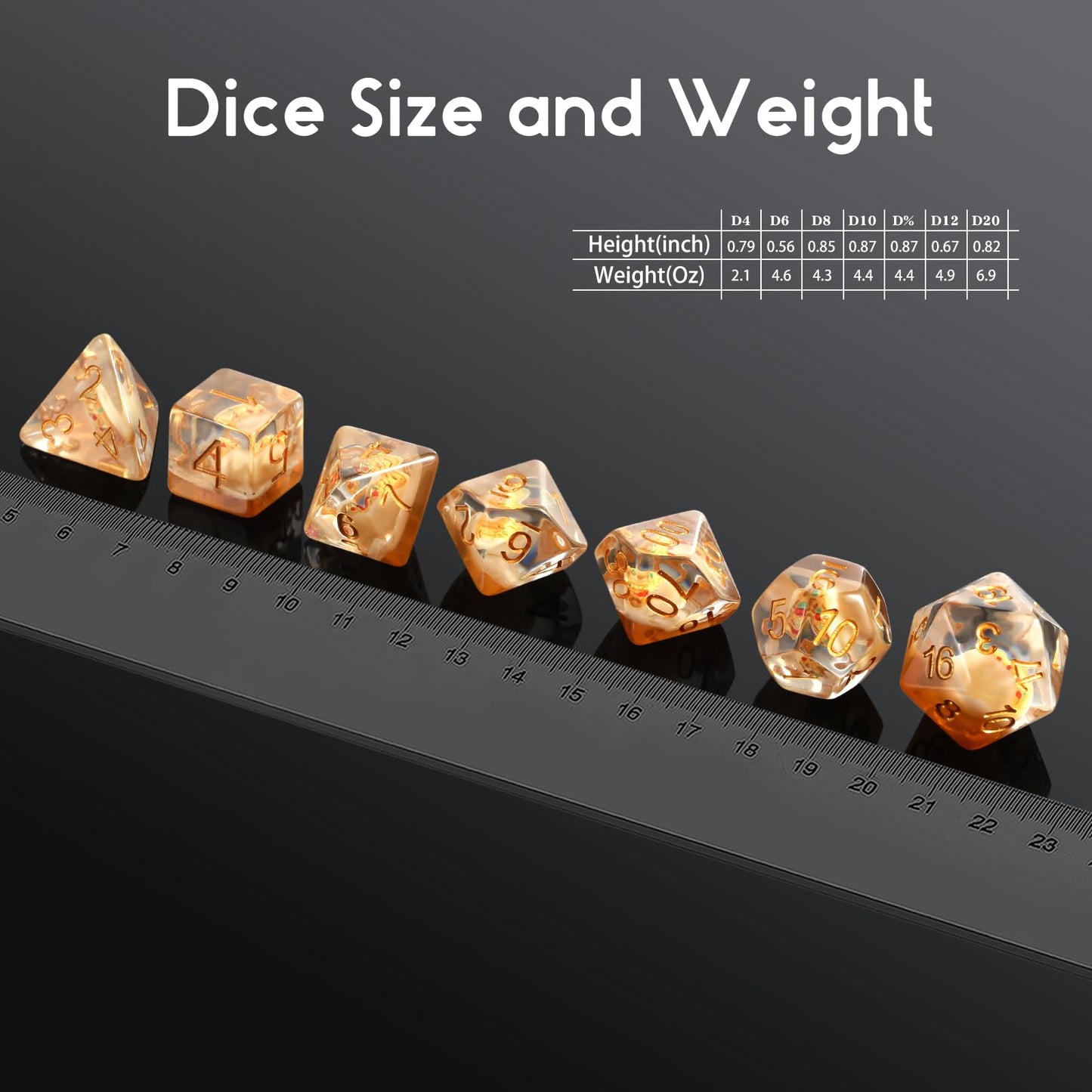 DNDND Taco D&D Dice Set - 7PCS Resin Dice with Velvet Bag for Tabletop Games
