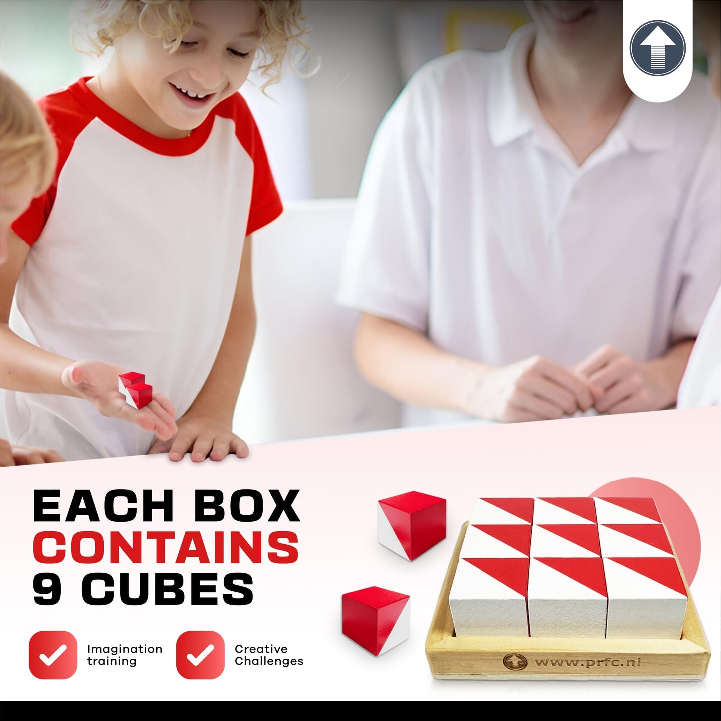 Prfcnl Iq Test Blocks - 9 Wooden Cubes In White And Red With 60 Patterns And Mobile App, Ideal For Wisc, Wais, Wppsi Prep,Educat