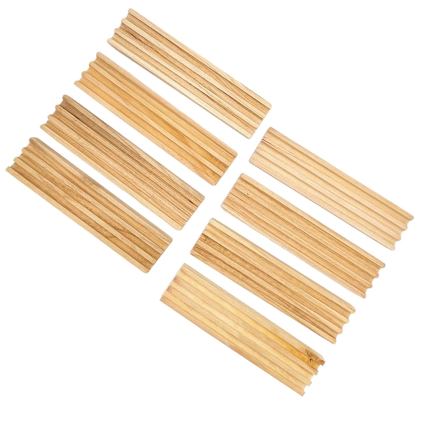 SUTIMSHE Wooden Domino Racks Set of 8 - Natural Holders for Mexican Train & Chickenfoot Games, Dominoes NOT Included