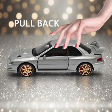 ERBADIHAGO Toy Cars Compatible for Subaru 1998 Impreza 22B Sti Version 1/32 Metal Model Car Pull Back Car Toys with Light and So