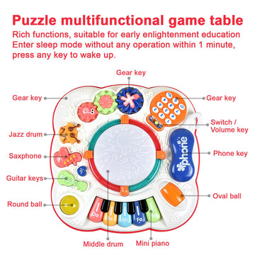 Thismy Early Development Baby Toys 6 To 12 Months,Activity Music Toys For Toddlers 11.8 11.8 12.2 Inches (Red)