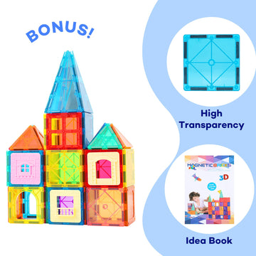 Anbalulu Magnetic Building Tiles Set, 63PCS Multicolor Stacking Blocks, Durable ABS Construction Toys for Kids