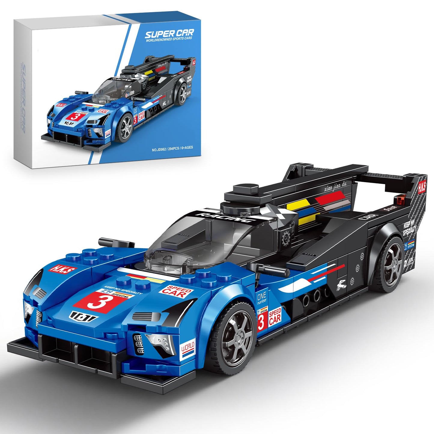 HIGH GODO Speed Racing Car Building Set, Super Car Model Kit, Collectible Cars Construction Toys Gifts for Adults and Teens Age