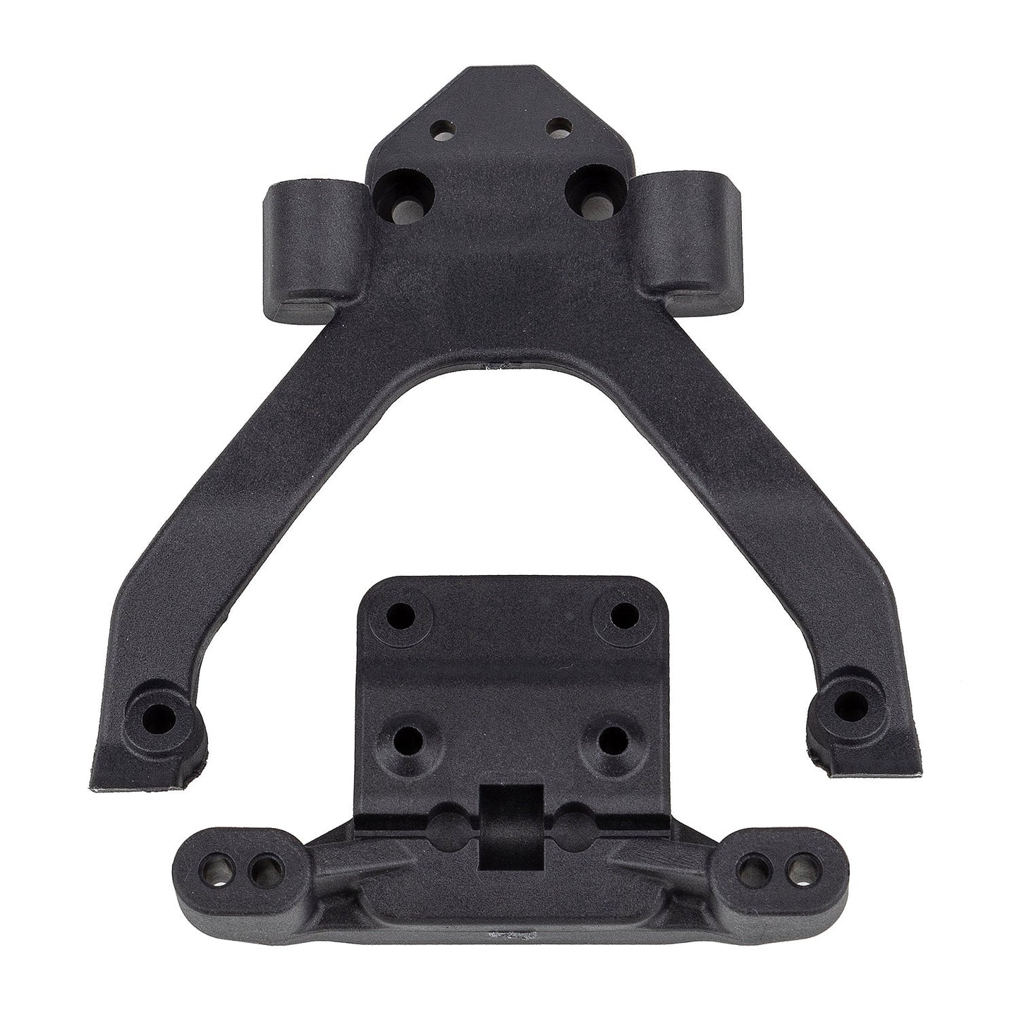 Team Associated RC10B6.4 Factory Team Front Top Plate and Ballstud Mount Angled Carbon