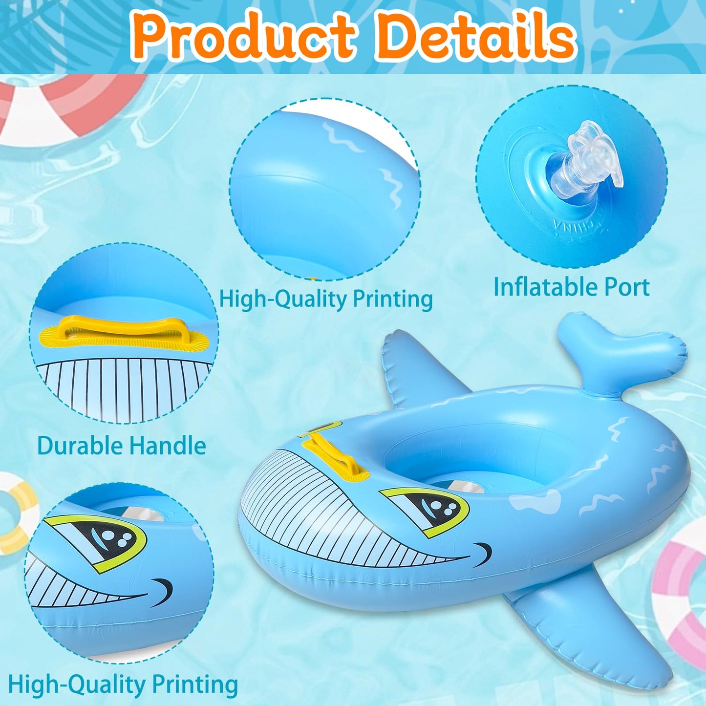 4 Pack Inflatable Pool Floats For Toddler Age 1-4 Animal Swim Tube Rings For Kids Infant Baby Ride On Beach Floaties With Safety