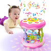 Poycuna Baby Girl Toys - Ocean Rotating Light Up Musical for 6-12 Months - Pink Plastic Tummy Time Infant Toy