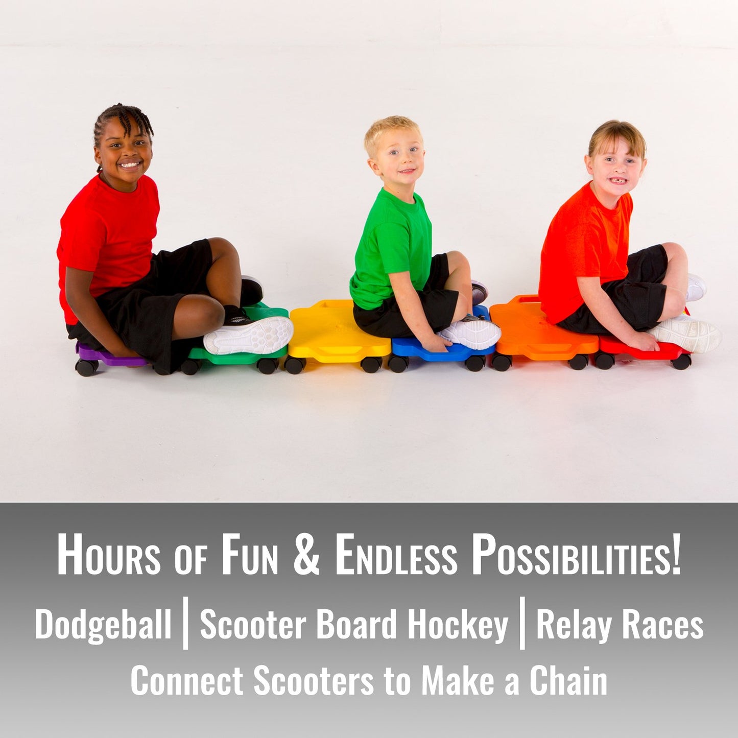 Cosom Scooter Board, 12 Inch Children'S Sit & Scoot Board With 2 Inch Non-Marring Nylon Casters & Safety Guards For Physical Education Class, Sliding Boards With Safety Handles, Red