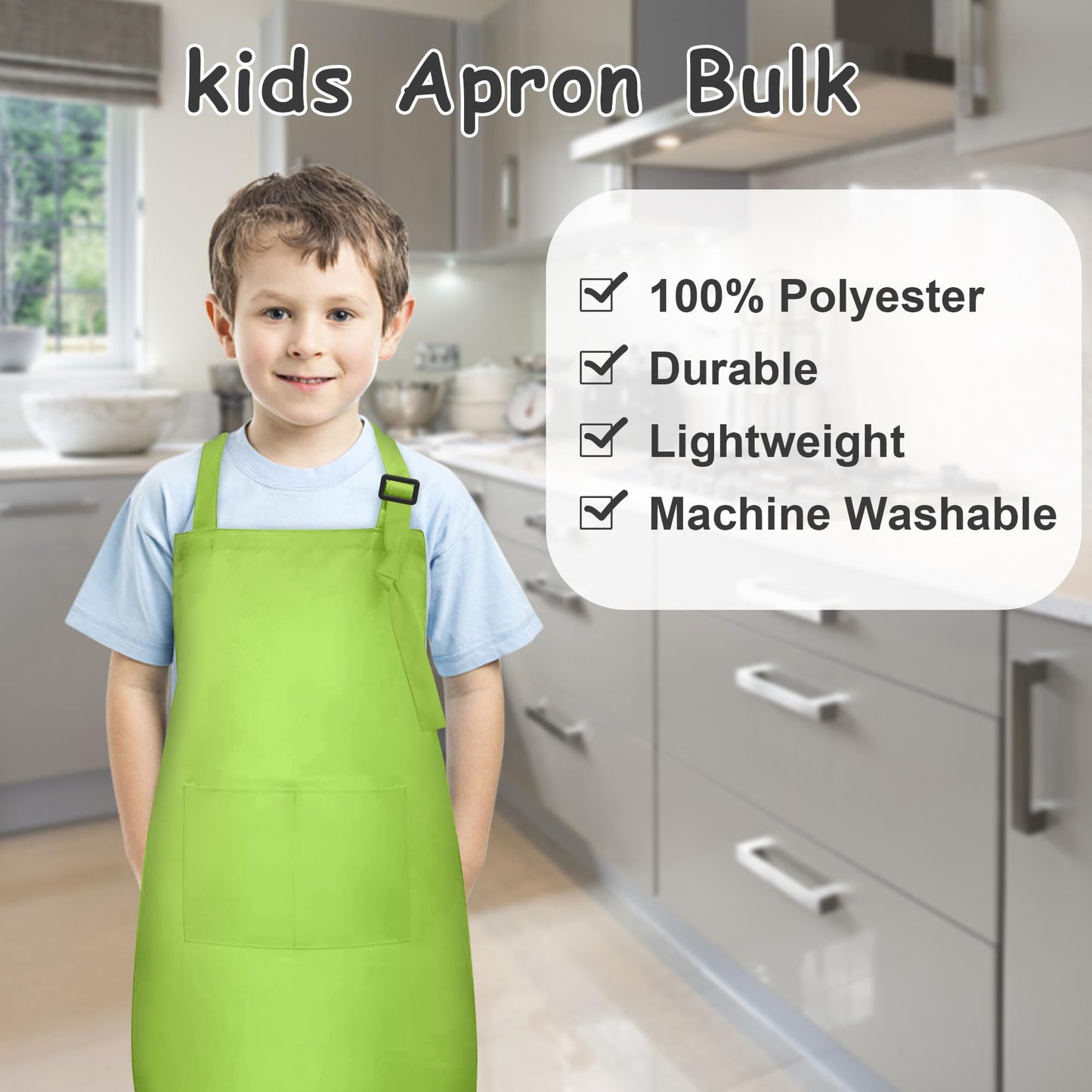 Iagbibui Kids Apron, 8 Pack Kids Aprons For Girls Boys, Children Art Painting Aprons Kitchen Classroom Cooking Baking For Age 6-