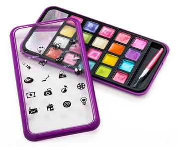 JA-RU Kids Makeup Beauty Toy Kit for Girls (6 Makeover Set) Cell Case w/Mirror, Brush & Eyeshadow Palette. Kids Real Makeup Wash